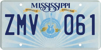 MS license plate ZMV061