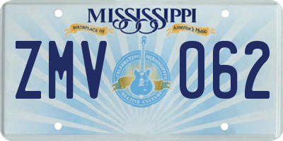 MS license plate ZMV062