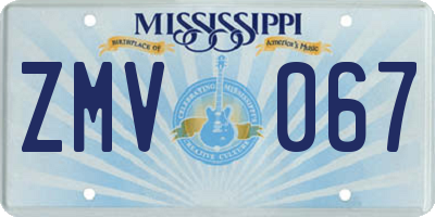 MS license plate ZMV067