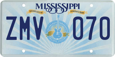 MS license plate ZMV070