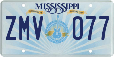 MS license plate ZMV077