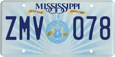 MS license plate ZMV078