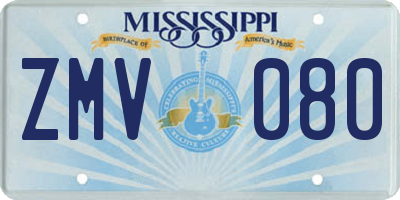 MS license plate ZMV080