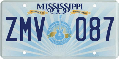 MS license plate ZMV087