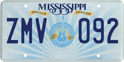 MS license plate ZMV092
