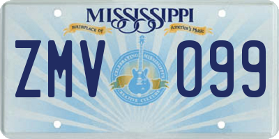 MS license plate ZMV099