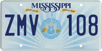 MS license plate ZMV108