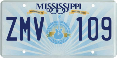 MS license plate ZMV109