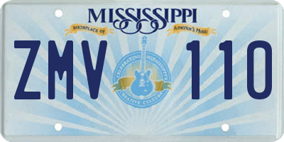 MS license plate ZMV110
