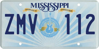 MS license plate ZMV112