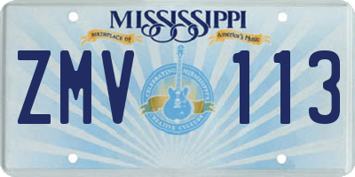 MS license plate ZMV113