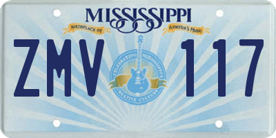 MS license plate ZMV117