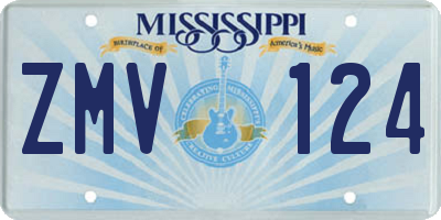 MS license plate ZMV124