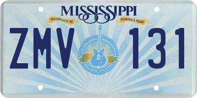 MS license plate ZMV131