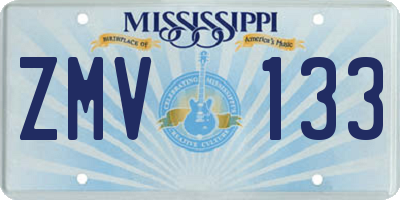 MS license plate ZMV133