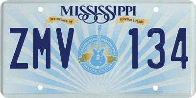 MS license plate ZMV134