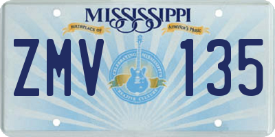 MS license plate ZMV135