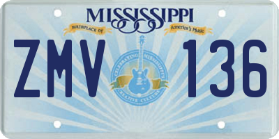 MS license plate ZMV136