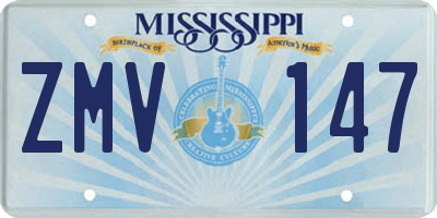 MS license plate ZMV147