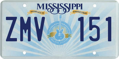 MS license plate ZMV151