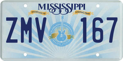 MS license plate ZMV167