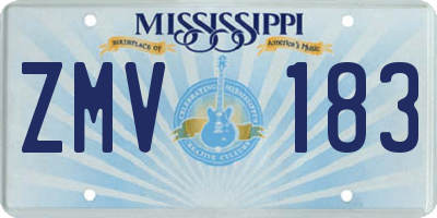 MS license plate ZMV183