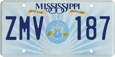 MS license plate ZMV187