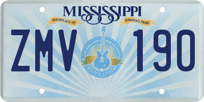 MS license plate ZMV190
