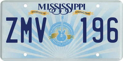 MS license plate ZMV196