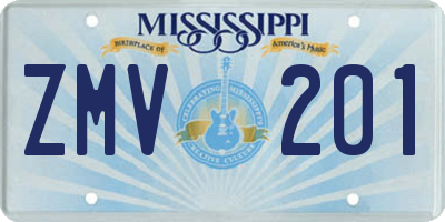 MS license plate ZMV201
