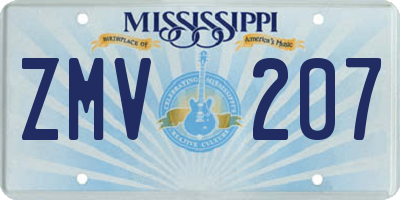 MS license plate ZMV207