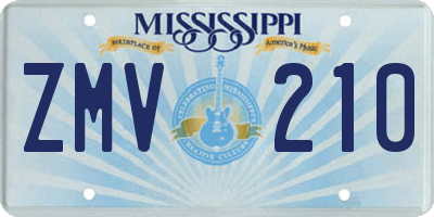 MS license plate ZMV210