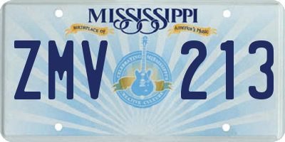 MS license plate ZMV213
