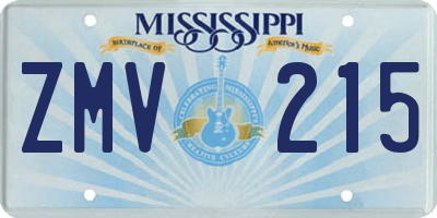 MS license plate ZMV215