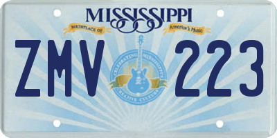 MS license plate ZMV223