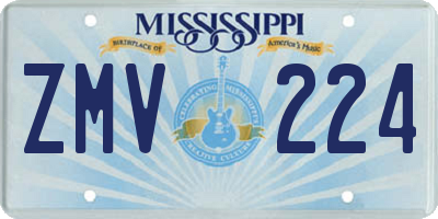 MS license plate ZMV224