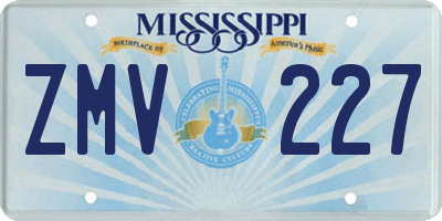 MS license plate ZMV227