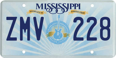MS license plate ZMV228