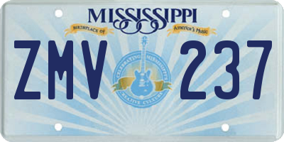 MS license plate ZMV237