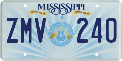 MS license plate ZMV240