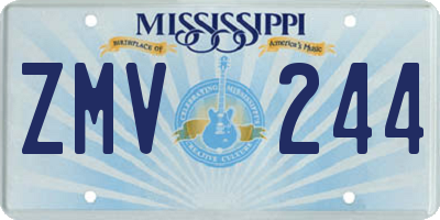 MS license plate ZMV244