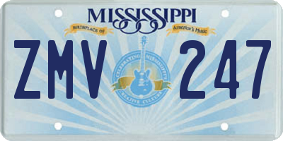 MS license plate ZMV247