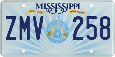 MS license plate ZMV258
