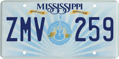 MS license plate ZMV259