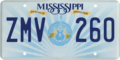 MS license plate ZMV260