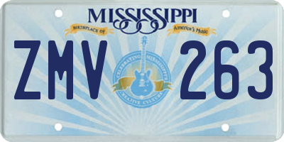 MS license plate ZMV263