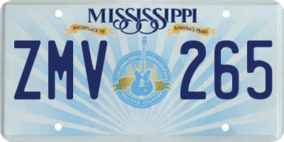MS license plate ZMV265