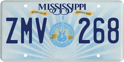 MS license plate ZMV268