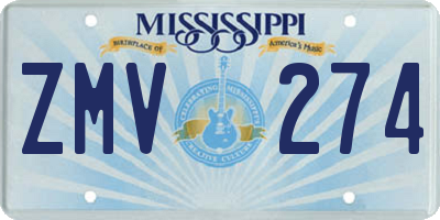MS license plate ZMV274