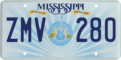 MS license plate ZMV280